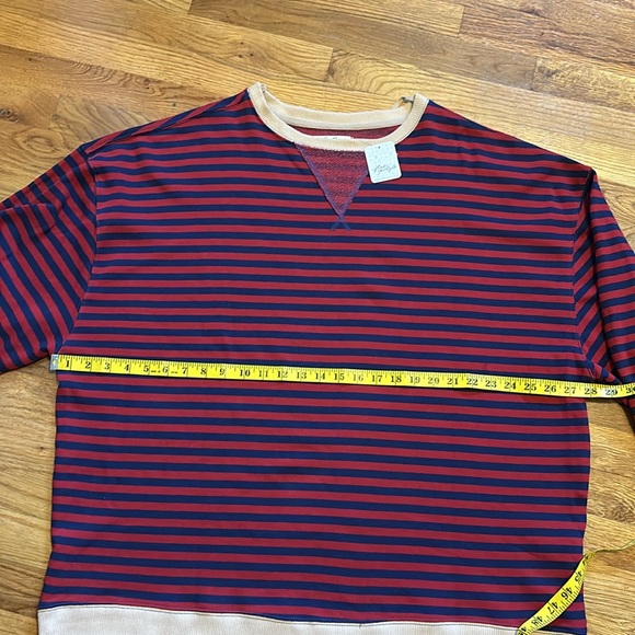 Free People EUC worn once! Classic Striped Oversized Crewneck Sweatshirt Size - Picture 2 of 9